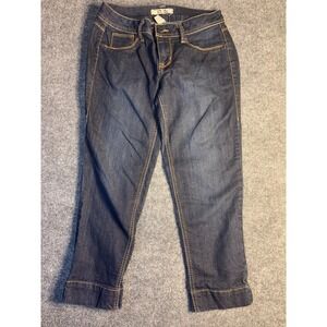 17/21 Exclusive Denim Capri Jeans Womens Size 4 Blue Contrast‎ Stitch Ankle Slit
